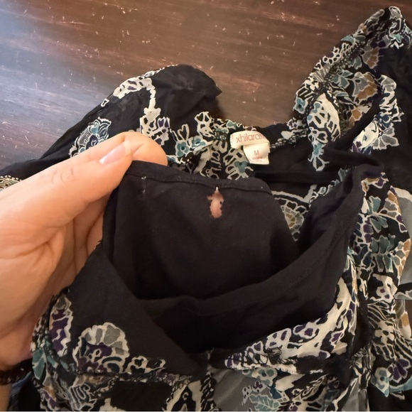 Xhileration Black Patterned Sheer Overlay Boho Dress - Picture 7 of 7